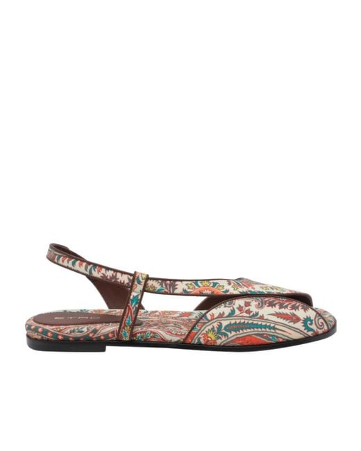 Etro Brown Paisley Printed Sandals