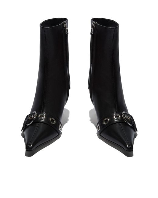 Aeyde Black Solid Color Ankle Heeled Boots