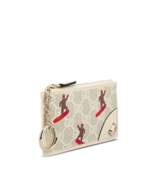 Gucci White Printed Gg Key Case