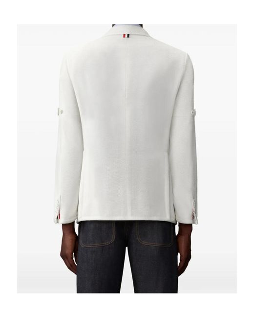 Thom Browne White Embroidered Blazer for men