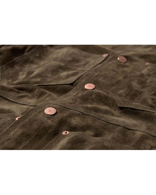Drake's Green Long Sleeve Leather Jacket for men