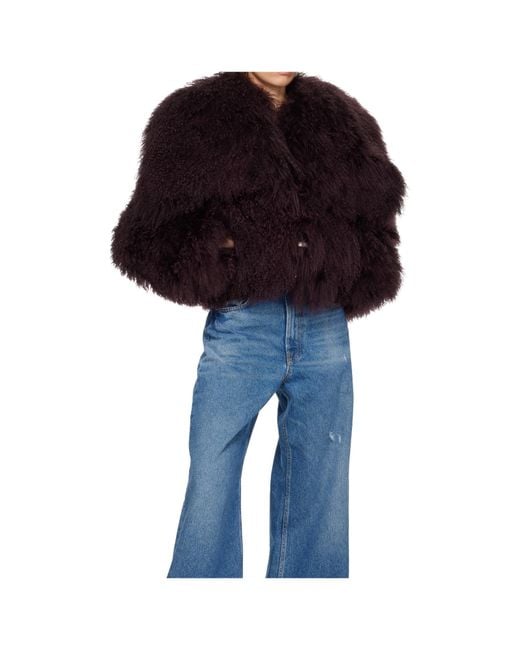 The Attico Blue Mongolia-Fur Jacket
