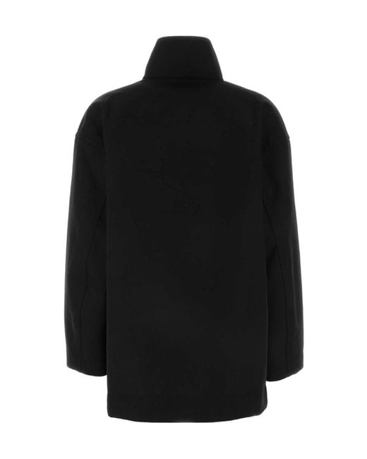 Bottega Veneta Black High Neck Bomber Jacket