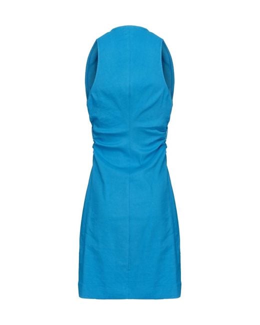 Pinko Blue Buttoned V-Neck Minidress