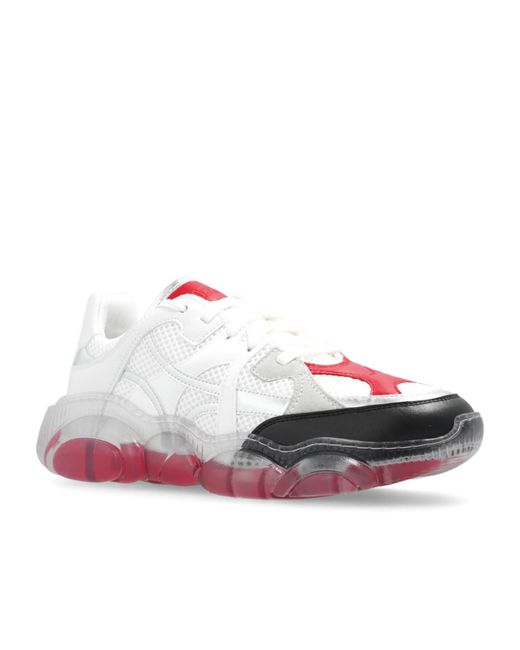 Moschino White Panelled Lace-Up Sneakers