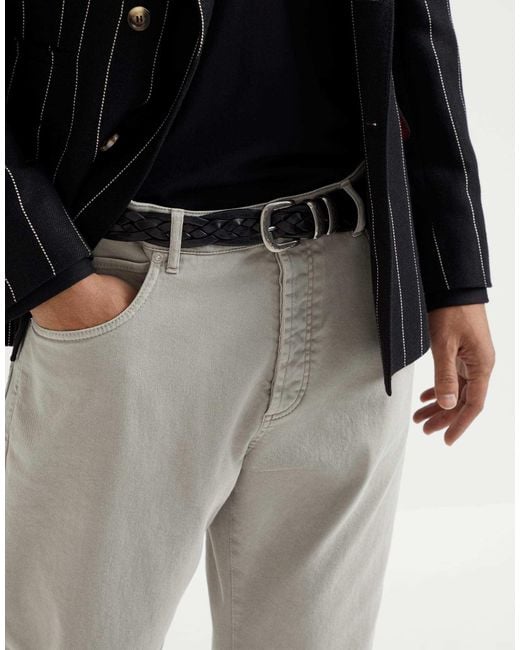Brunello Cucinelli Gray Logo Patch Straight-Leg Jeans for men
