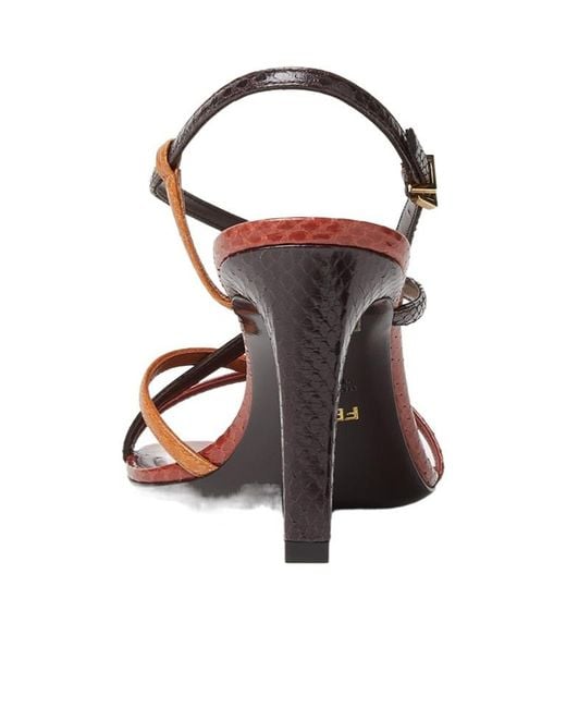 Fendi Brown Ffold High-Heeled Strappy Sandals