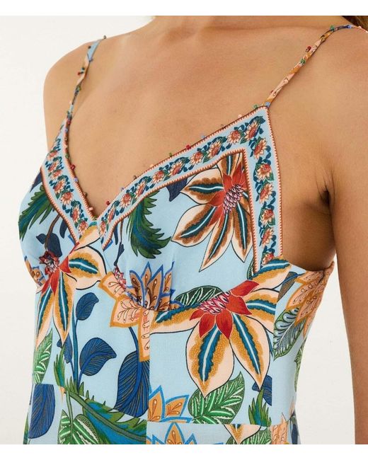 Farm Rio Blue Delhi Floral Sleeveless Maxi Dress