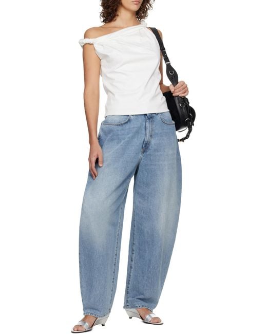 Rohe White Draped Strapless Top