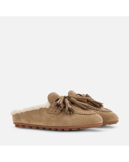 Hogan Brown Slip-On Flat Shoes