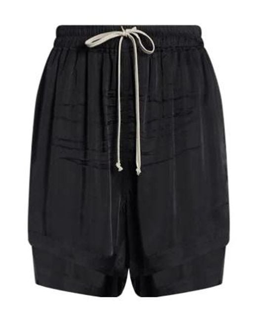 Rick Owens Black Solid-Color Satin Shorts