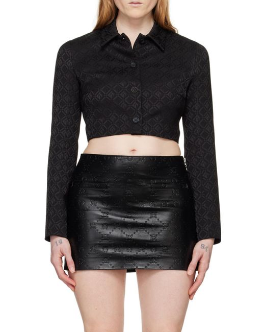 MARINE SERRE Black Moon Diamant-Jacquard Cropped Jacket