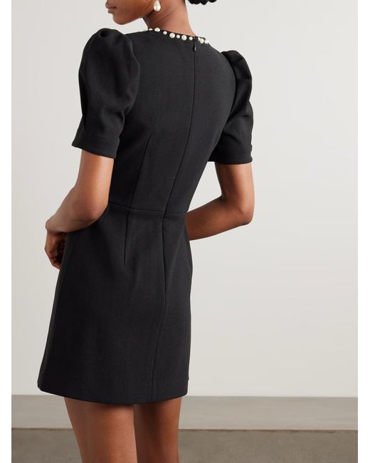 Rebecca Vallance Black Faux Pearl-Embellished Crepe Mini Dress