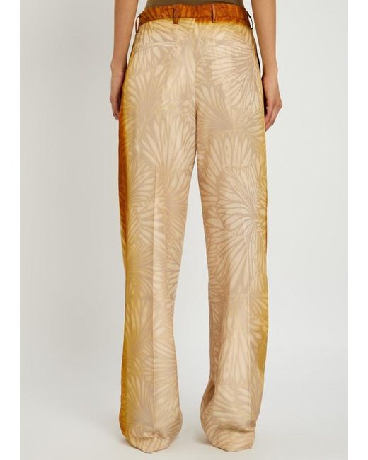 Dries Van Noten Natural Porter Printed Silk Trousers