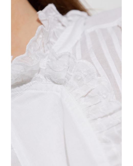 Isabel Marant White Isabel Marant Étoile Leota Ruffled Pintuck Top