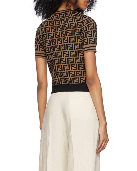 Fendi Brown Fabric Ff Motif Jumper