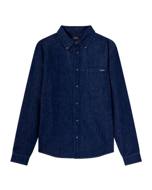 A.P.C. Blue Lightweight Denim Shirt for men