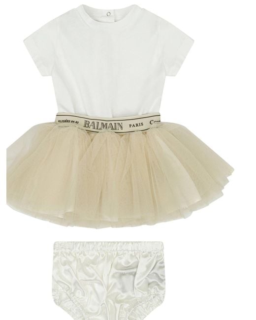Balmain White Short Sleeve Dress