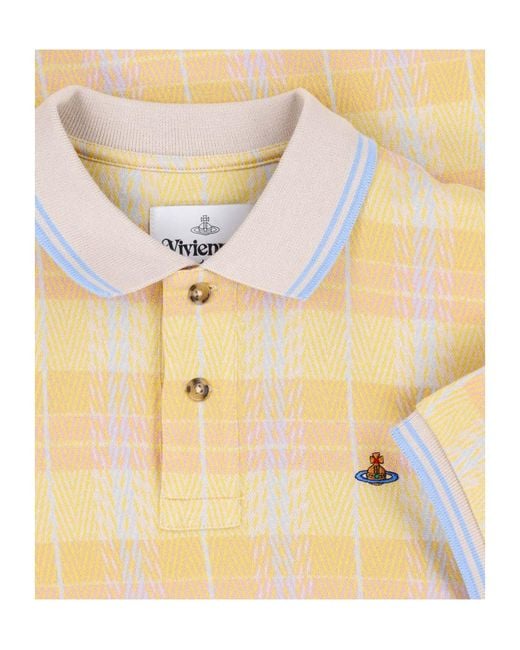 Vivienne Westwood Yellow Checked Knit Polo Shirt for men