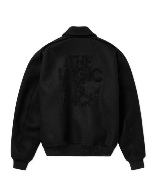 1989 STUDIO Black Embroidered Back Text Coat for men