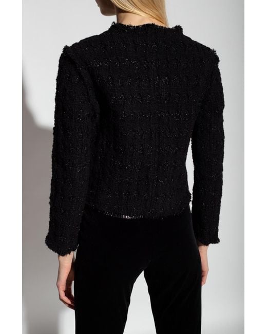 Tory Burch Black Tweed Roundneck Jacket
