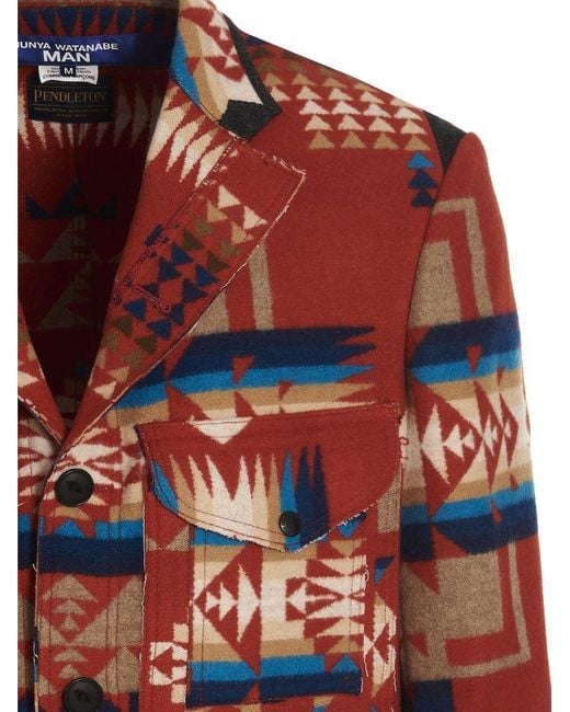 Junya Watanabe Red All-Over Pattern Single-Breasted Jacket for men
