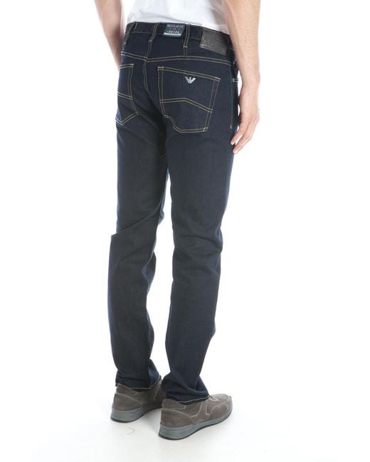 Armani Jeans Blue Logo Logo Denim Trousers for men