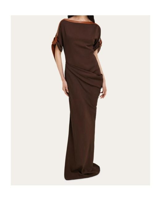 Ferragamo Brown Long Viscose Dress