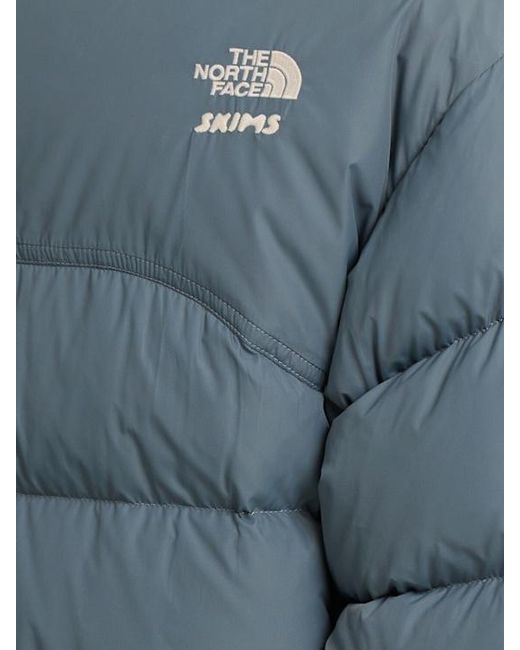 The North Face Blue Short Down Jacket With Zip Closure