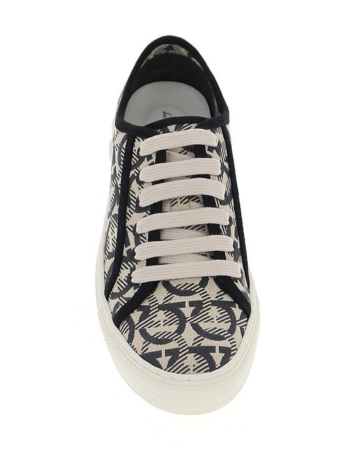 Ferragamo Black Printed Leisure Sports Shoes