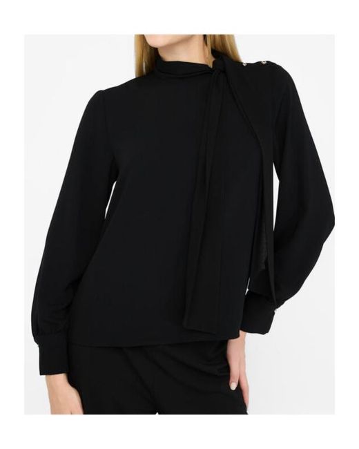 Liu Jo Black High-Neck Button-Detail Blouse