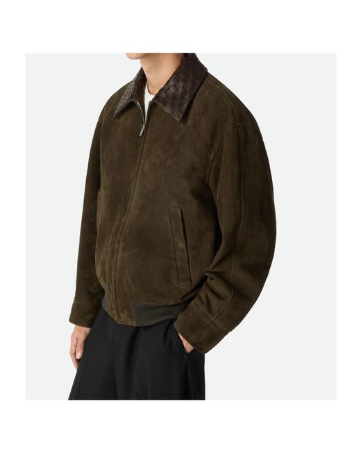 Bottega Veneta Green Suede Leather Blouson for men