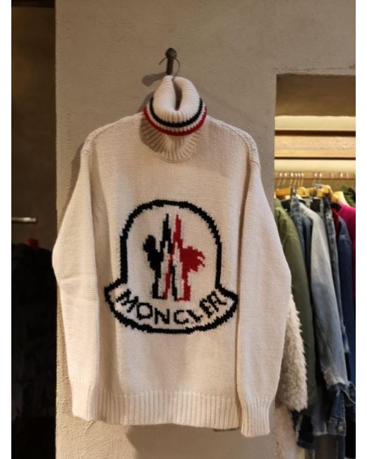 Moncler White High-Necked Logo Icon Sweater