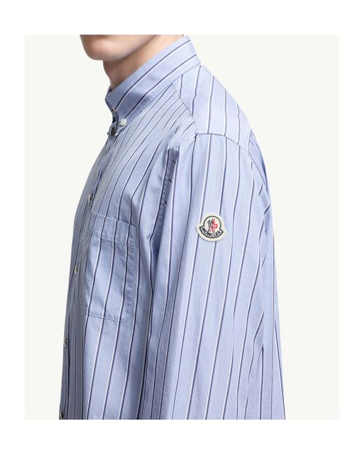 Moncler Blue Striped Long-Sleeved Shirt for men