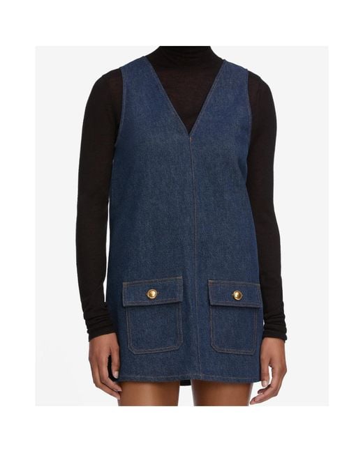 how to dress denim shirt V-Neck Button Down Denim Vest Medium / L