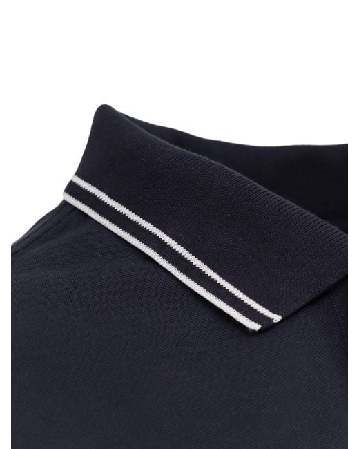 Stone Island Blue Logo Patch Buttoned Polo Shirt for men