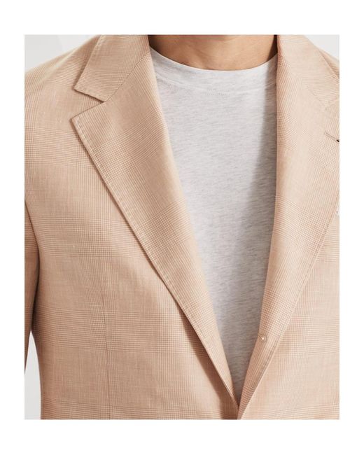 Brunello Cucinelli Natural Prince Of Wales Deconstructed Blazer for men