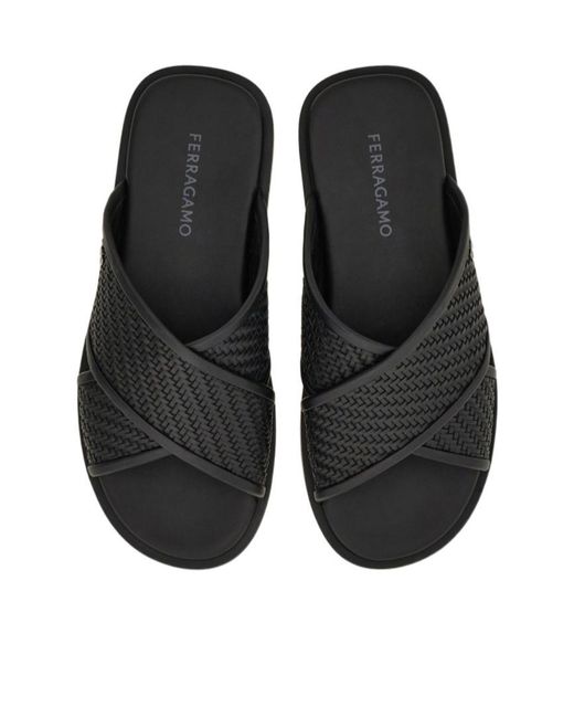 Ferragamo Black Ferragamo Gancini Sandals for men