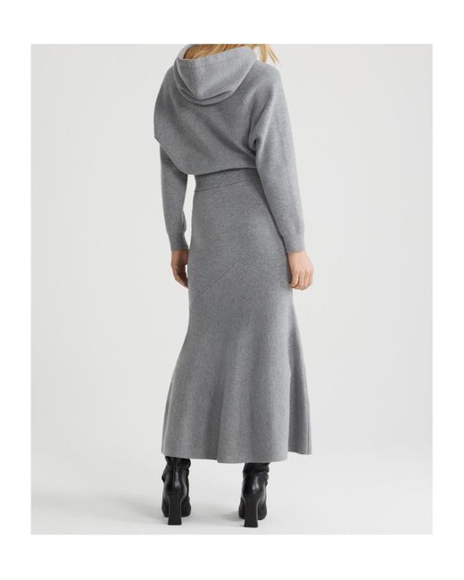 Patou Gray Wool Peplum Skirt