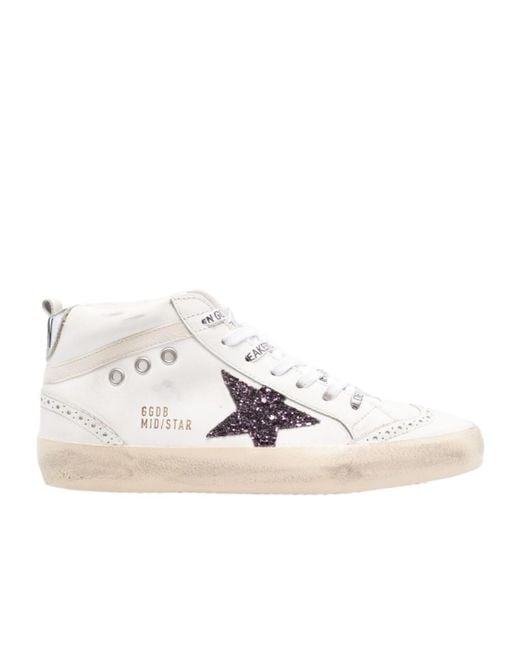 Golden Goose Deluxe Brand Natural Midstar Star Glittered Sneakers