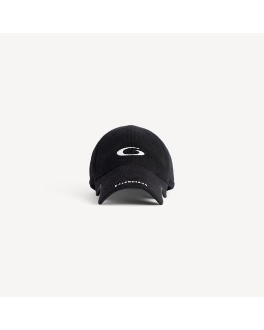 Balenciaga Black Embroidered Fleece Baseball Cap for men