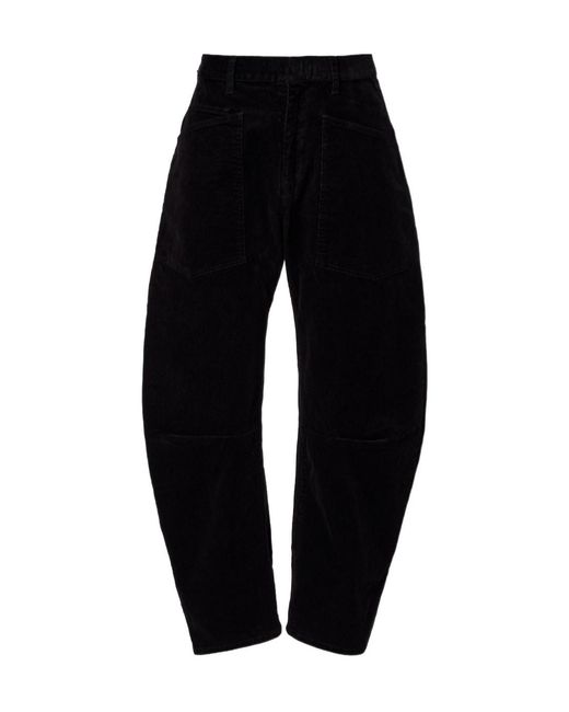 Nili Lotan Black Shon Cotton-Blend Barrel-Leg Pants
