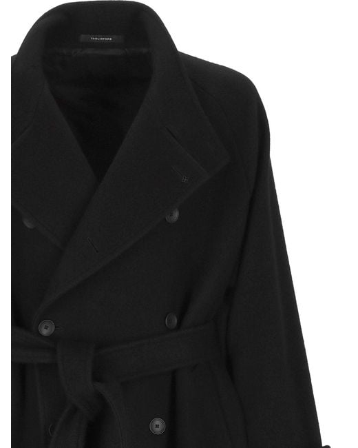 Tagliatore Black Long-Sleeved Coat for men