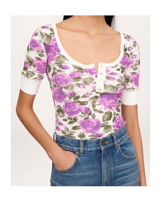 Chloé Pink Chloé All-Over Floral Print Top