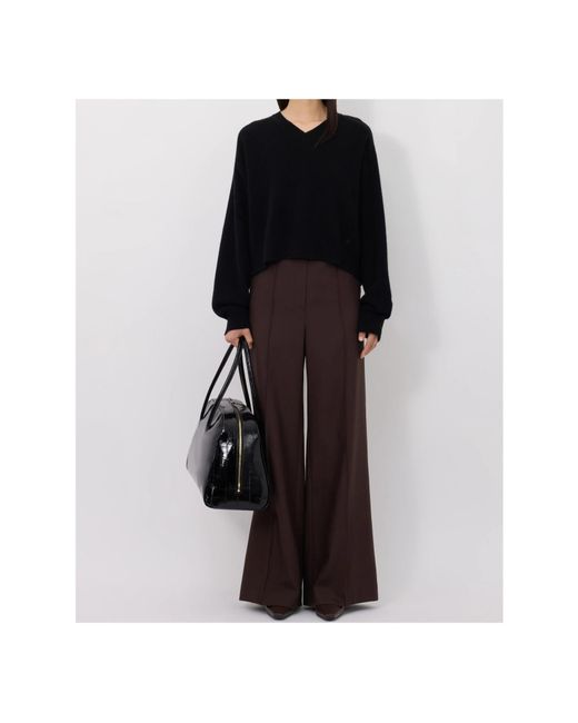 Loulou de Saison Black Anzor Boxy V-Neck Knitted Sweater