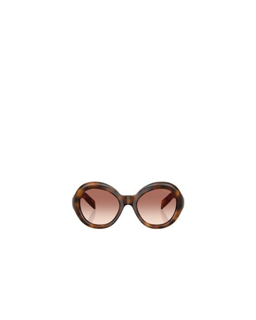 Prada Brown Eyewear Oversized Round Frame Sunglasses