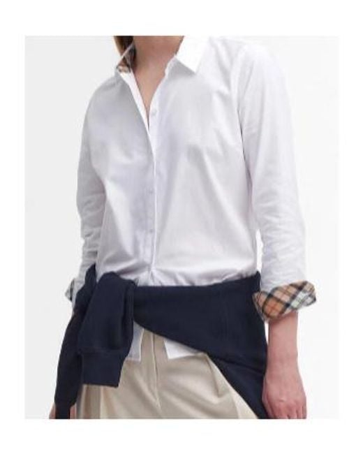 Barbour White Collared Button-Up Shirt