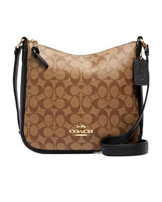 COACH Brown Logo Jacquard Crossbody Bag