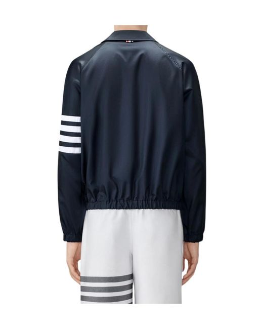 Thom Browne Blue Shiny Ripstop 4-Bar Track Jacket for men