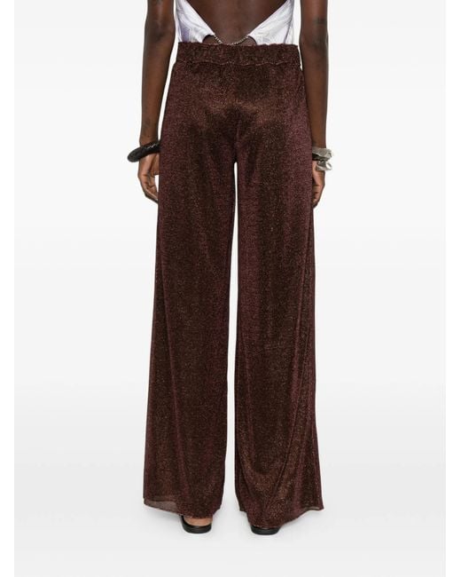 Oseree Brown Oséree Lurex Wide-Leg Pants
